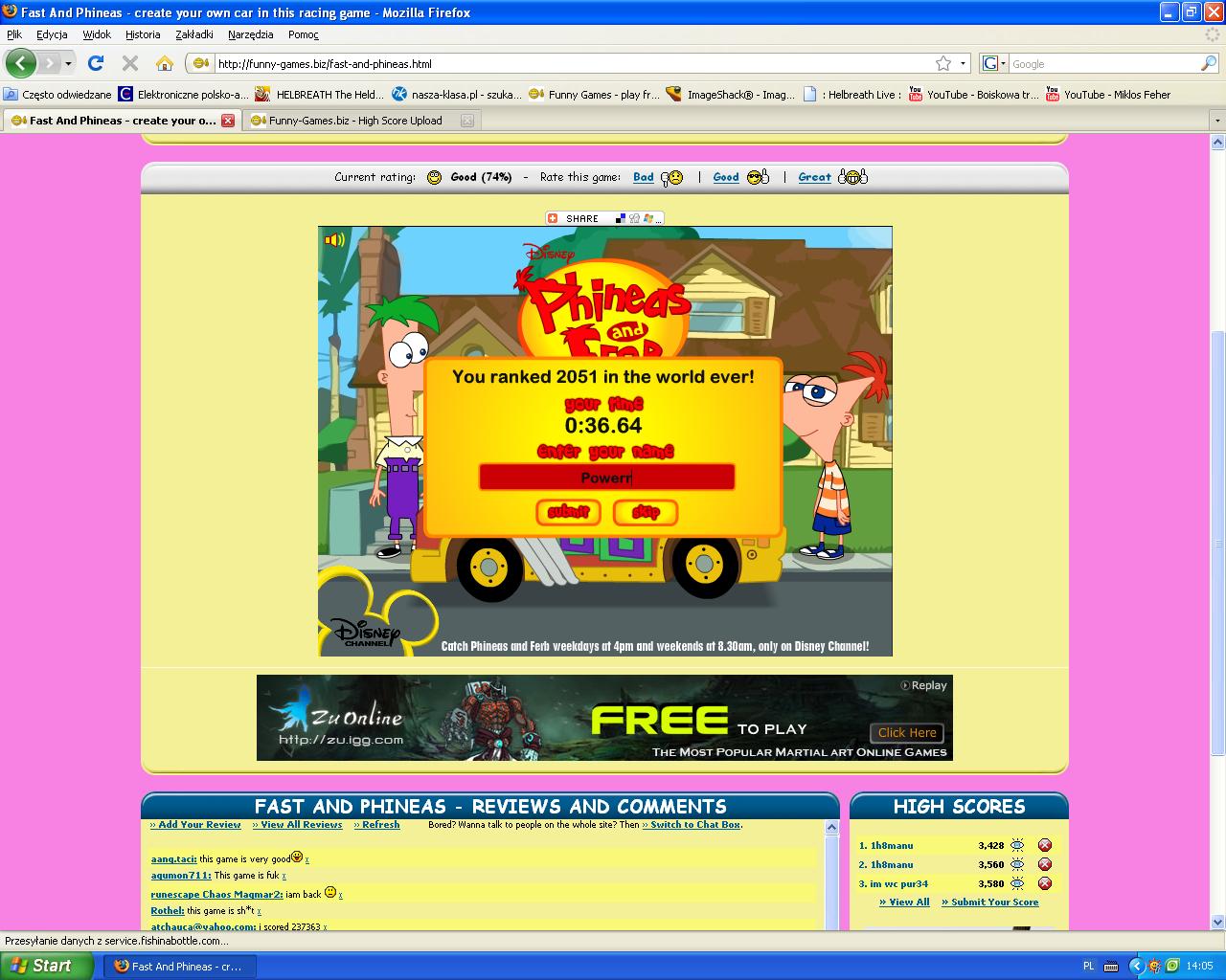 phineas and ferb racing game