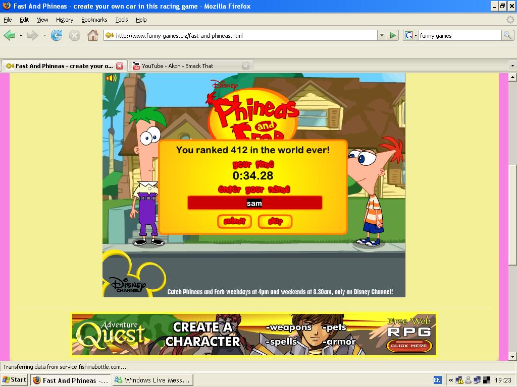 phineas and ferb racing game