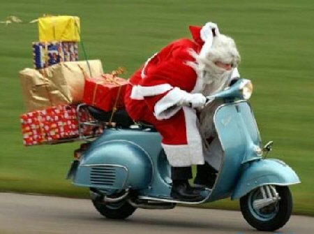 Scooter Santa - rushing to deliver presents on time