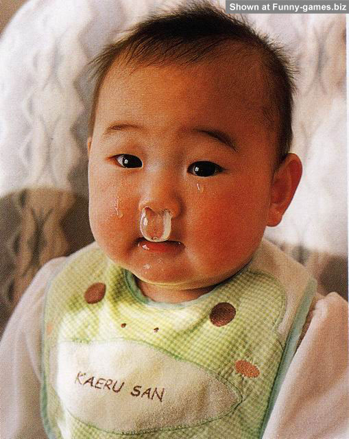 Kaeru San - Sad baby blowing nose bubbles www funny funny pictures