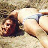 buried in the sand. Cool funny trick picture