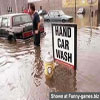 Funny funny picture car in a flooded street